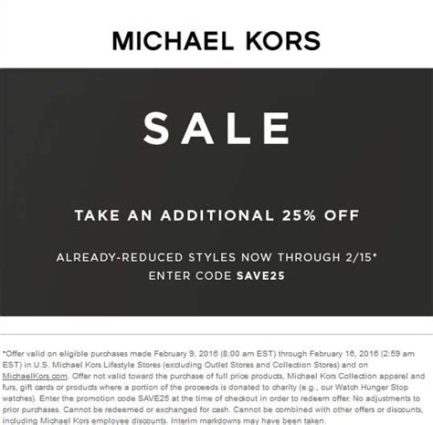 does michael kors do percentages of sales promos|michael kors discount code.